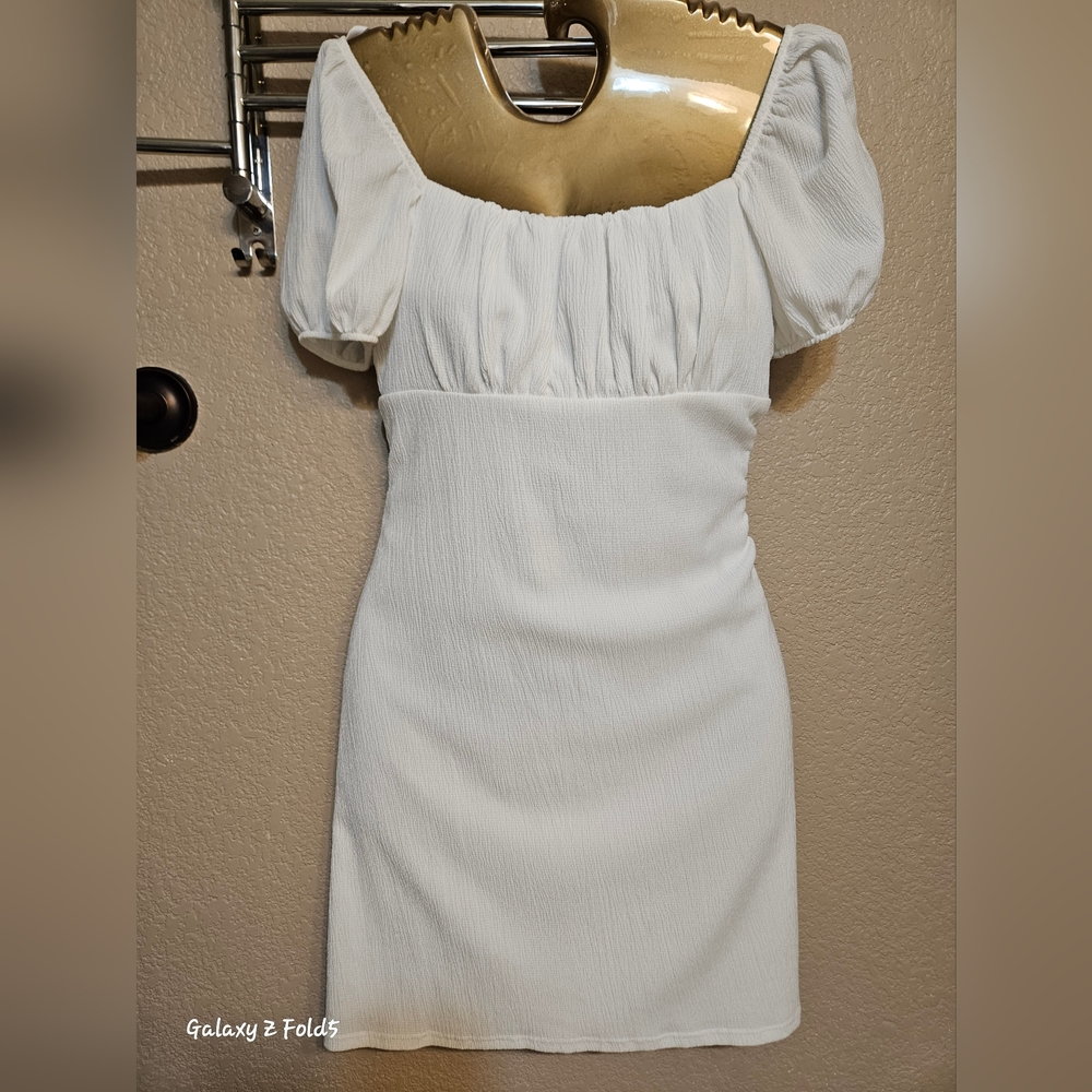 white mini off shoulder dress
